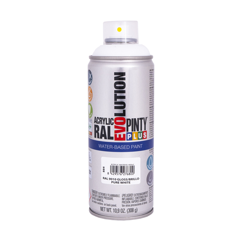 Pintyplus Evolution Gloss Spray Paint - Pure White RAL 9010 - 10.6 oz