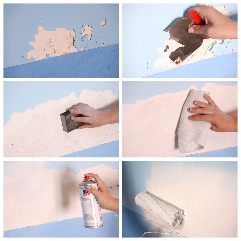 How to remove damp marks with anti-stains spray paint - Pintyplus